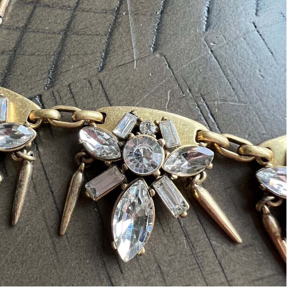 J. Crew Rhinestone Gold Chain Statement Necklace & Earring Set - Picture 2 of 5